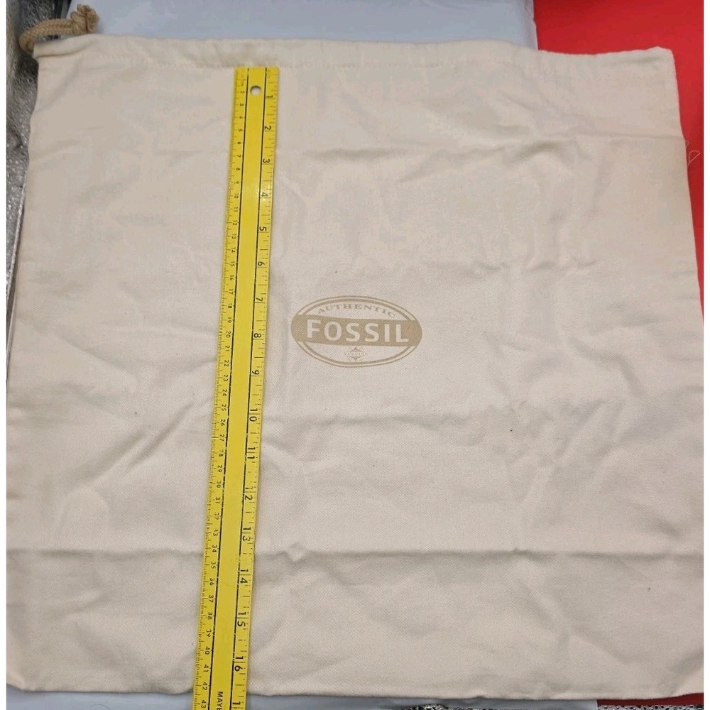 Fossil Handbag Dust Bag Women M Cream Excellent 17x17 Logo Drawstring Storage